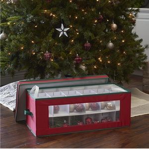 Large Christmas Tree Ornament Storage Box | Stores Up to 36 Xmas Ornaments | Red